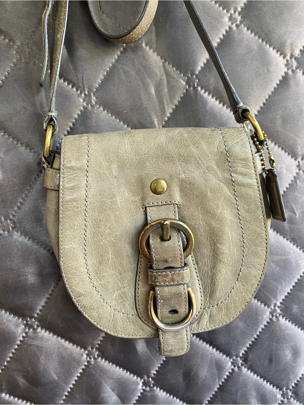 Vintage Coach Legacy Garcia Mini Saddle Bag Gray Leather Crossbody